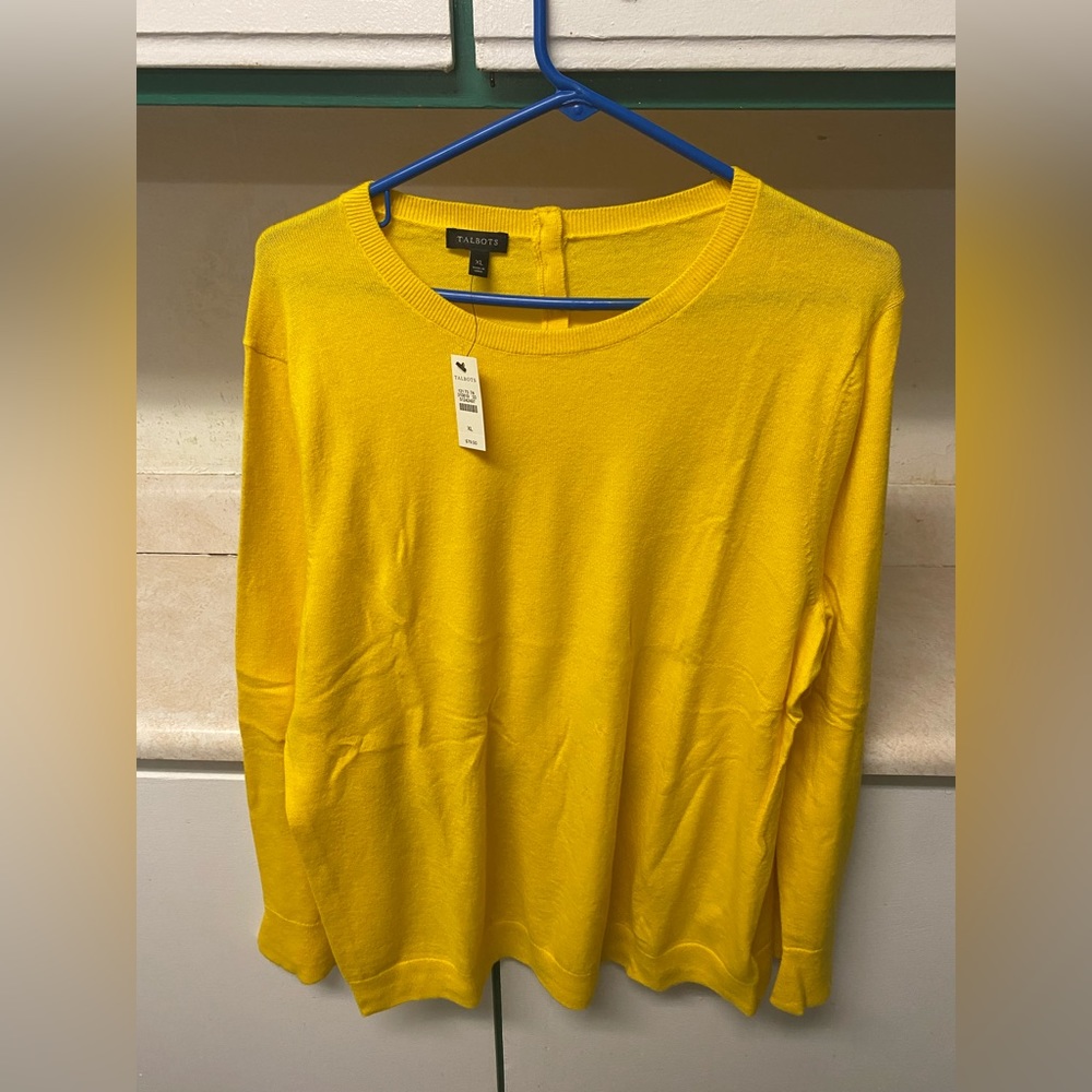 Talbots yellow sweater Sz XL NWT